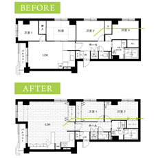ライフプランや生活スタイルの変化に伴い間取りも見直し、LD を LDK に変更したり快適な空間へリフォームいたします。